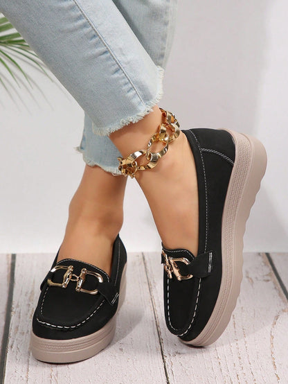 Damen Loafers Elegantes Metalldesign
