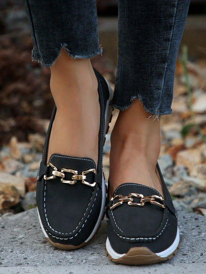 Damen Loafers Elegantes Metalldesign