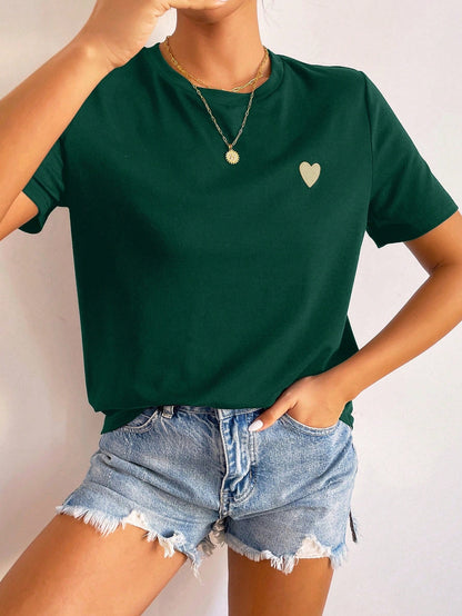 Damen T-Shirt mit Herz-Detail Minimalistisch Weiss