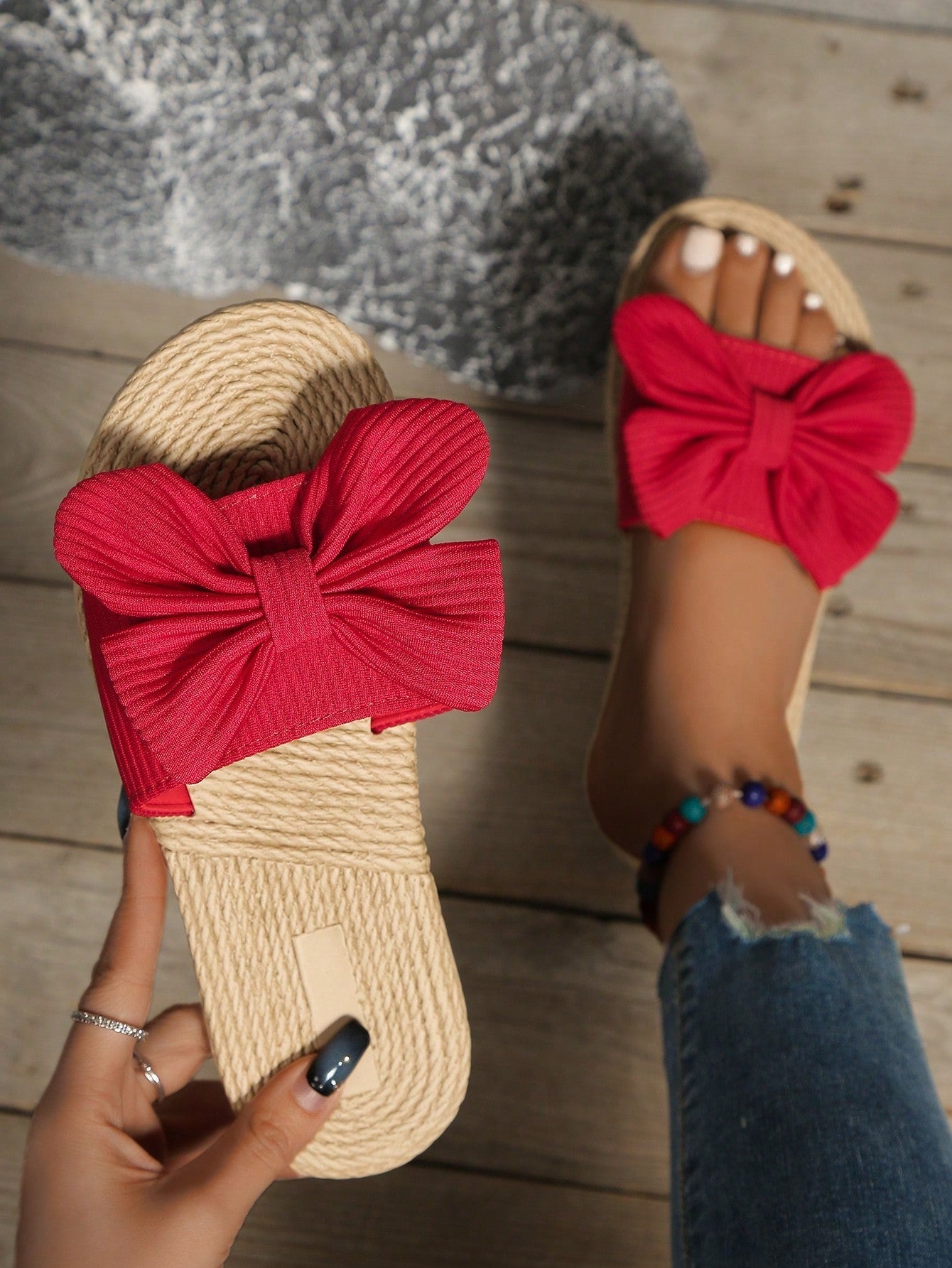 Damen Sandalen Jute Bequem Boho