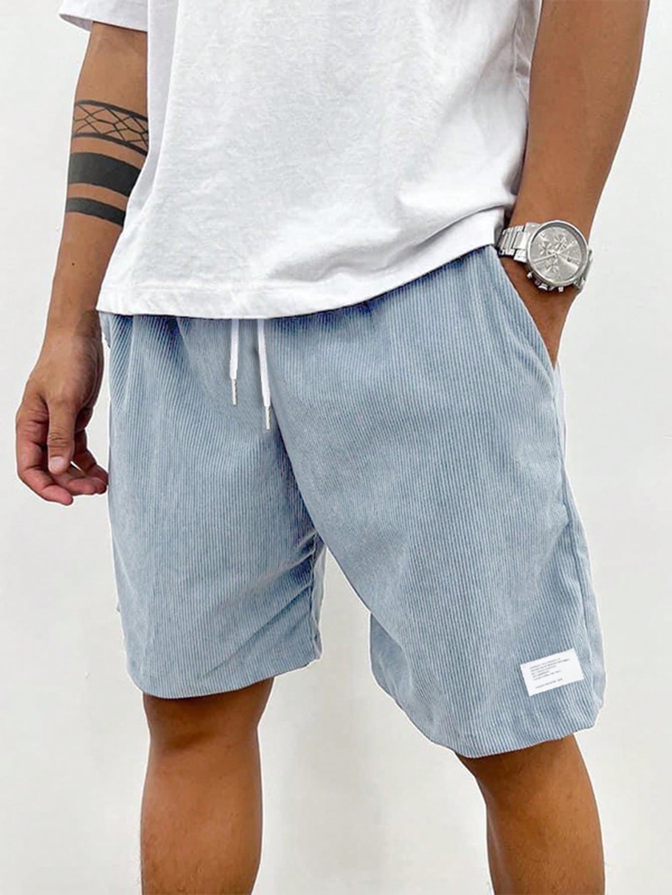 Herren Freizeit-Shorts Lockere Passform Kordelzug Beige