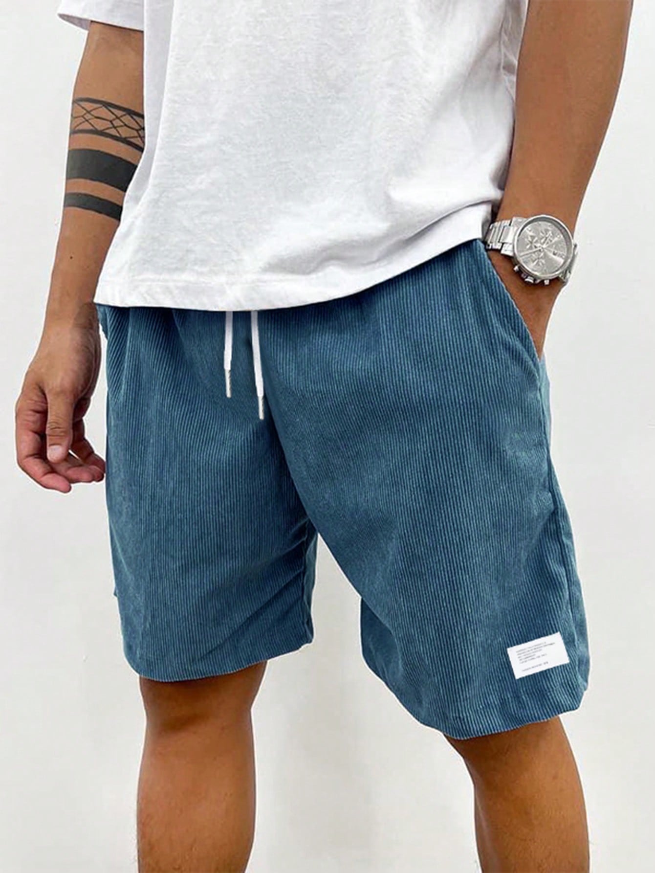 Herren Freizeit-Shorts Lockere Passform Kordelzug Beige