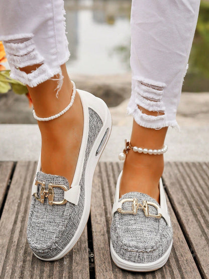 Damen Loafers mit Zierschnalle Leder