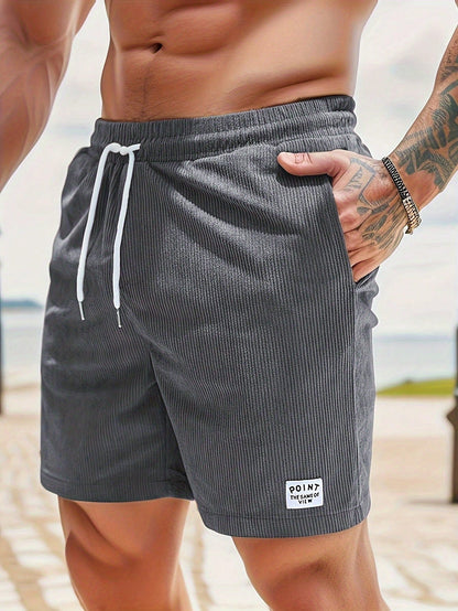 Herren Sommer Shorts Lässig Kordelzug Beige