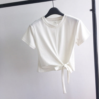 Damen T-Shirt Cropped mit Knoten Lässig
