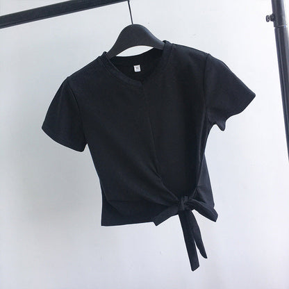 Damen T-Shirt Cropped mit Knoten Lässig