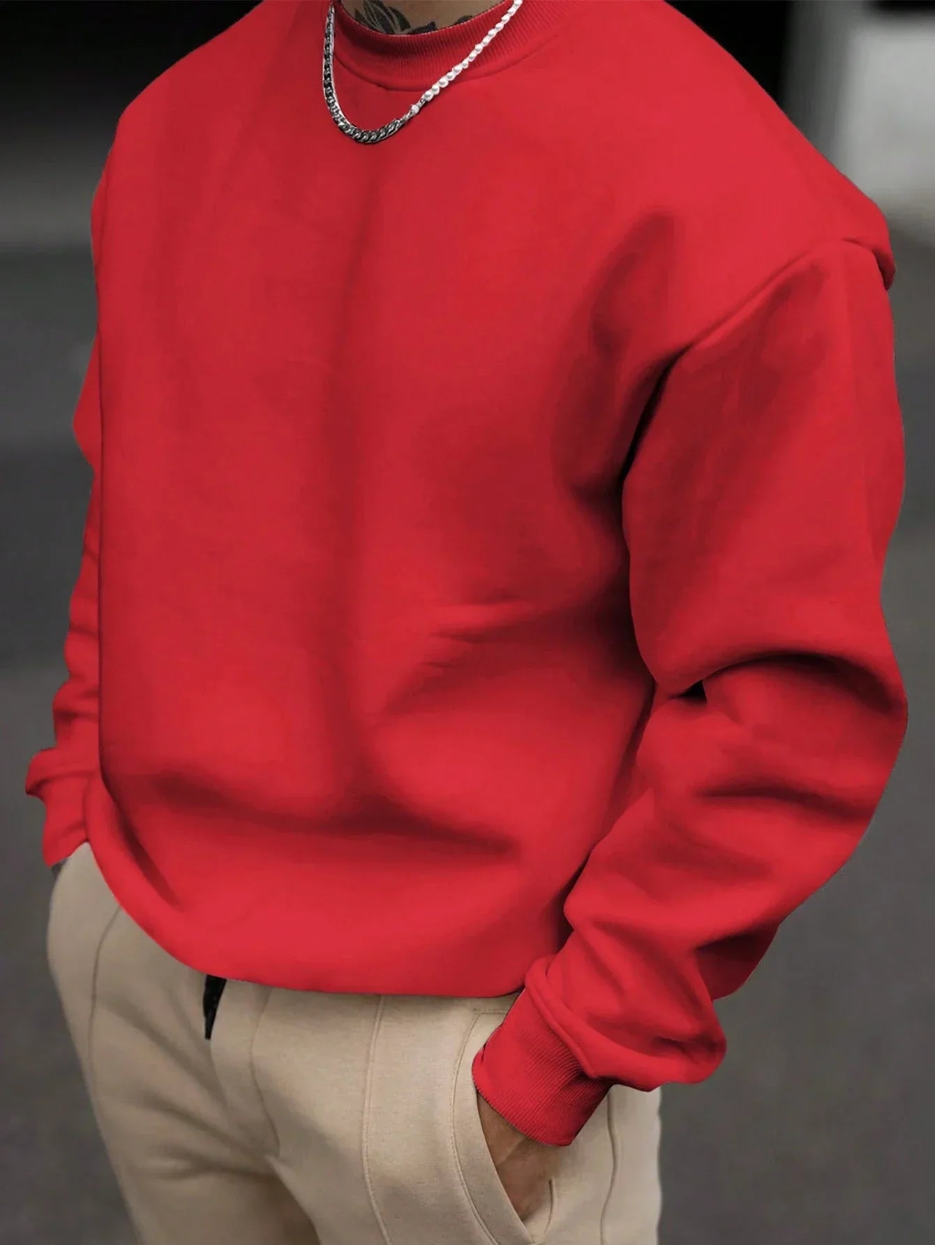 Norvielle Herren Sweatshirt Rundhals Pullover Baumwolle Grau
