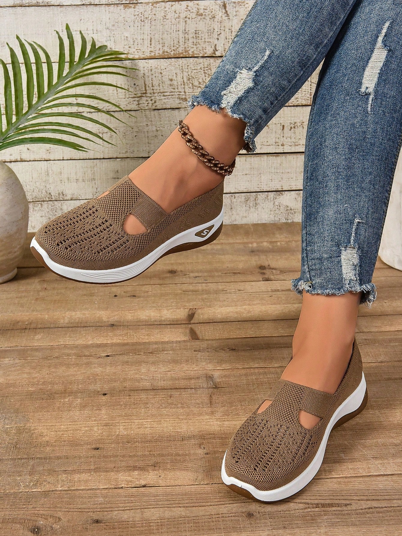 Damen Slip-On Schuhe Causal Leder