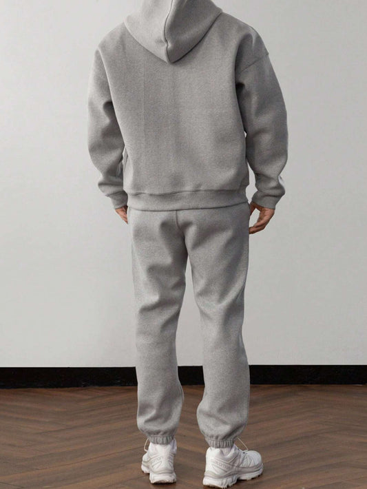 Herren Unifarbene Jogginganzug Kapuzenpulli und Hose - Norvielle