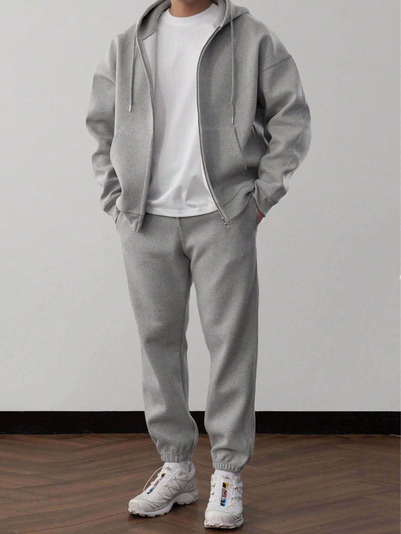 Herren Unifarbene Jogginganzug Kapuzenpulli und Hose