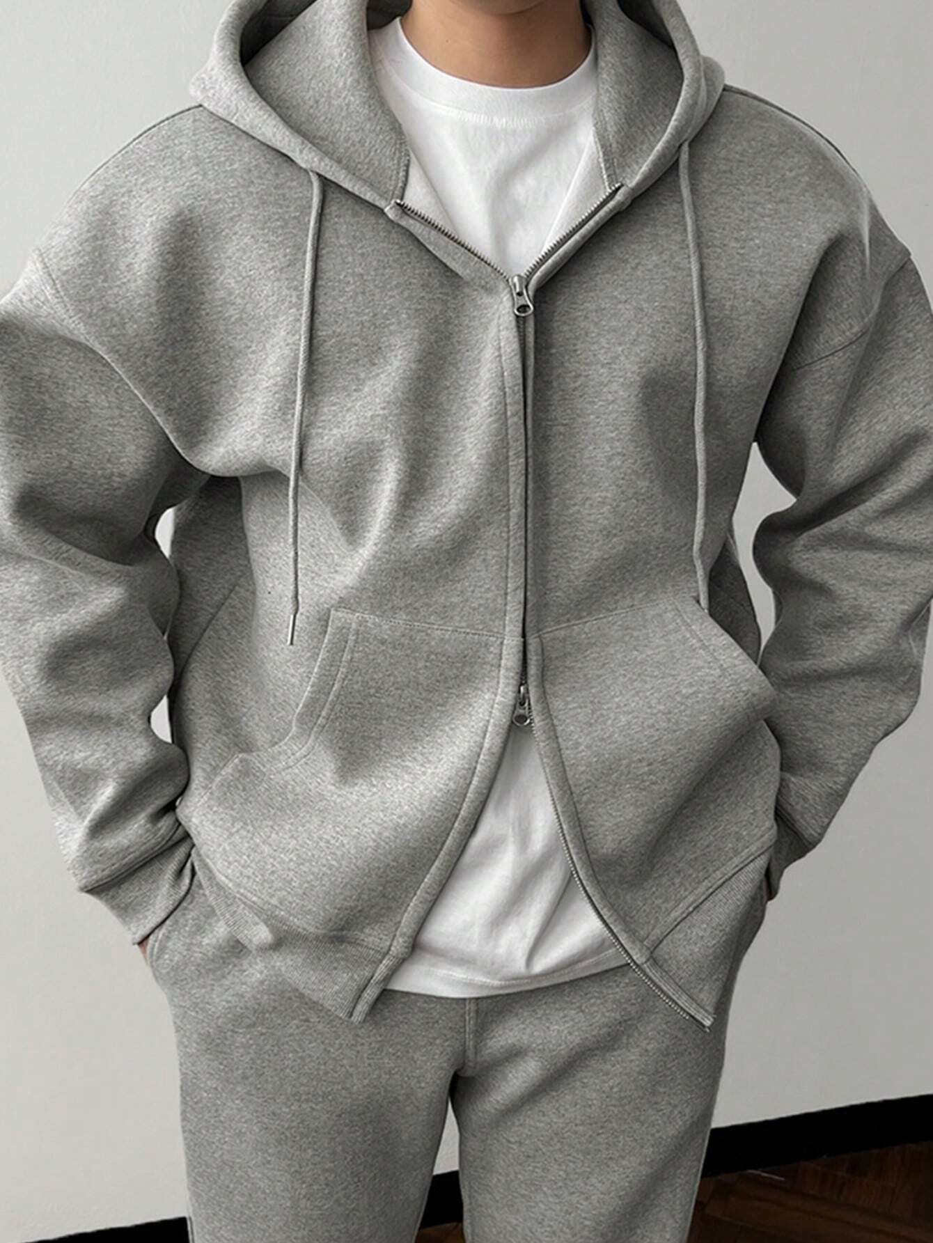 Herren Unifarbene Jogginganzug Kapuzenpulli und Hose