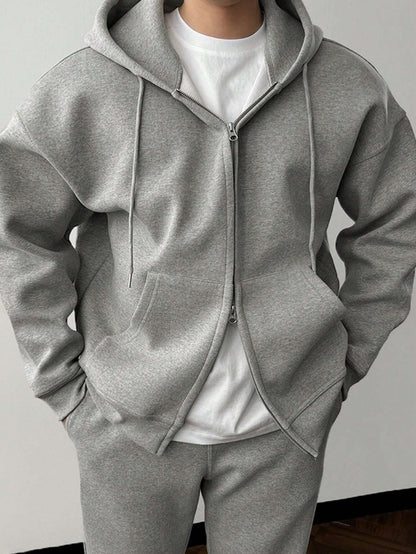 Herren Unifarbene Jogginganzug Kapuzenpulli und Hose