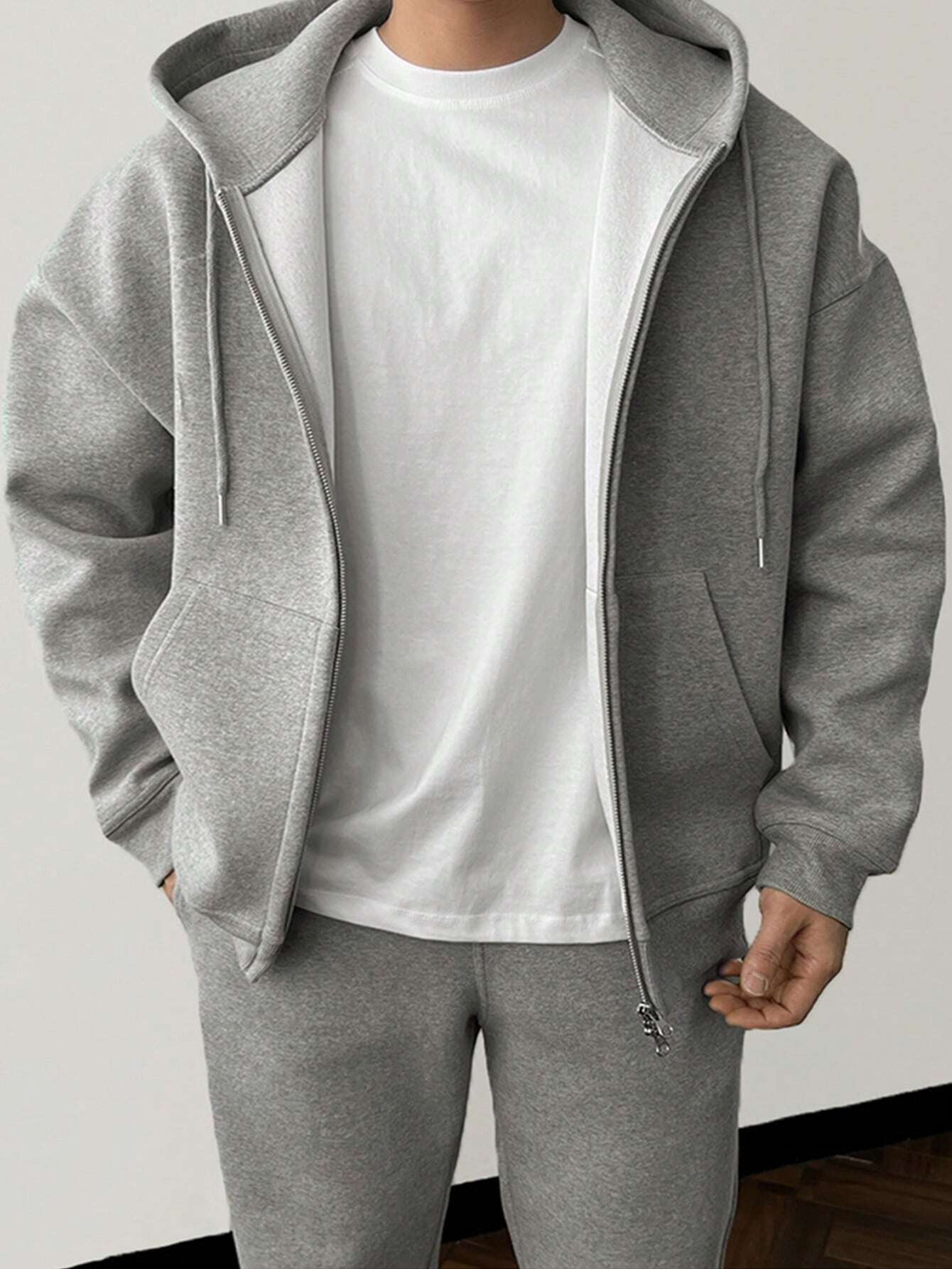 Herren Unifarbene Jogginganzug Kapuzenpulli und Hose