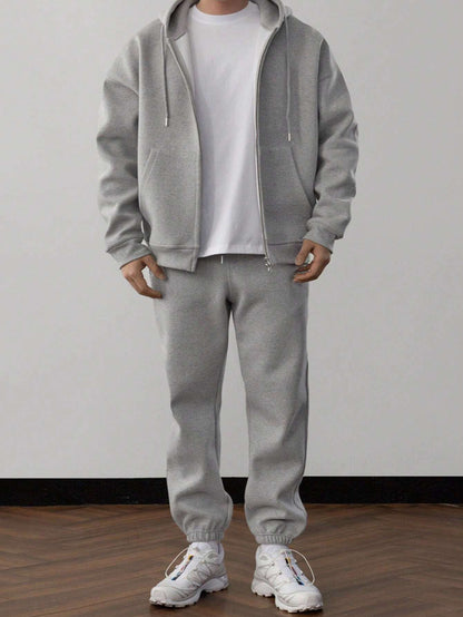 Herren Unifarbene Jogginganzug Kapuzenpulli und Hose