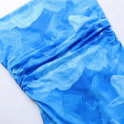 Damen Sommerkleid Aquarellprint Spaghettiträger Lang