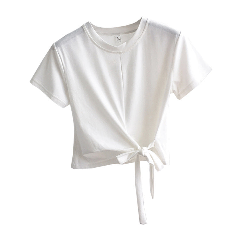 Damen T-Shirt Cropped mit Knoten Lässig