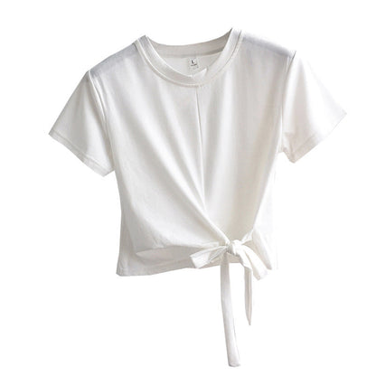 Damen T-Shirt Cropped mit Knoten Lässig
