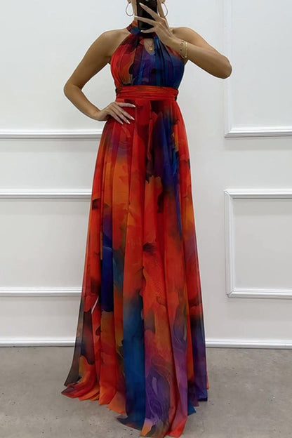 Abendkleid mit Schnürung Kontrasthals Rosa