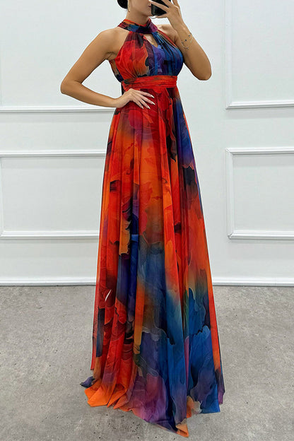 Abendkleid mit Schnürung Kontrasthals Rosa