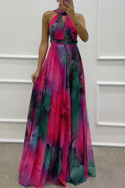 Abendkleid mit Schnürung Kontrasthals Rosa