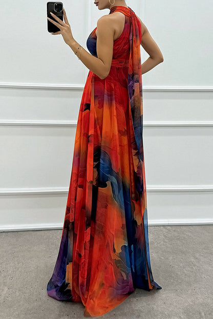 Abendkleid mit Schnürung Kontrasthals Rosa