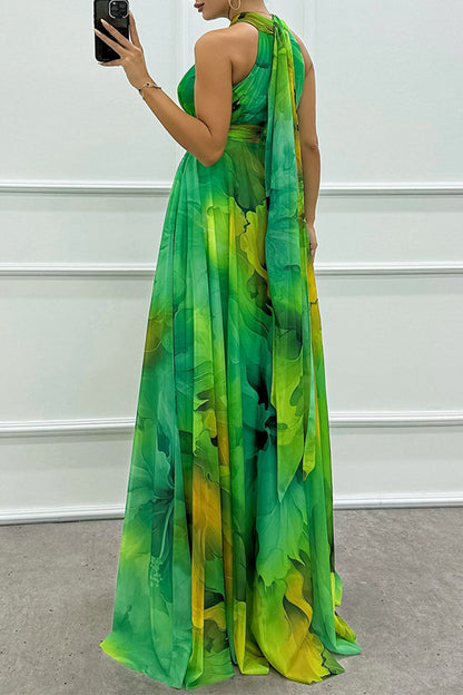 Abendkleid mit Schnürung Kontrasthals Rosa