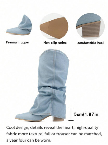 Solenne Damen Denim Stiefel Slouchy Fit