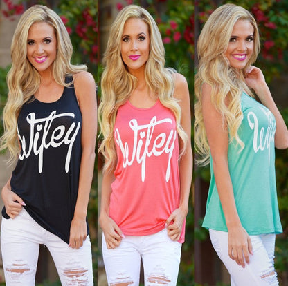 Damen Tanktop mit Schriftzug Trendfarbe Weiß - Norvielle