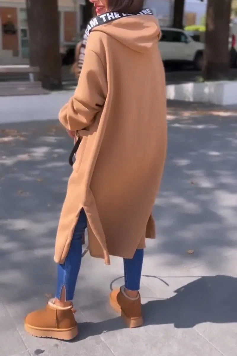 Norvielle Damen Kapuzenjacke Patchwork Reißverschluss Lässig