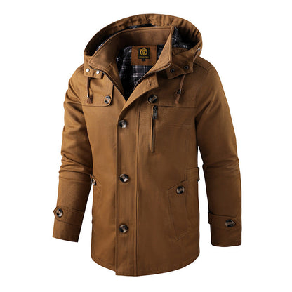 Herren Winterjacke Kapuze Warm Wetterfest