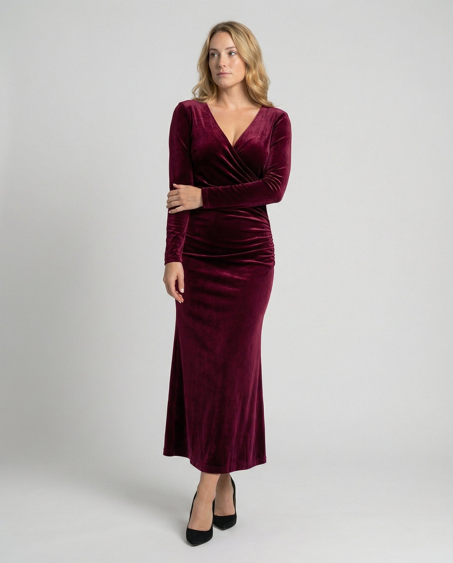 Elegantes Damen Bodycon Kleid Samt Schwarz - Norvielle