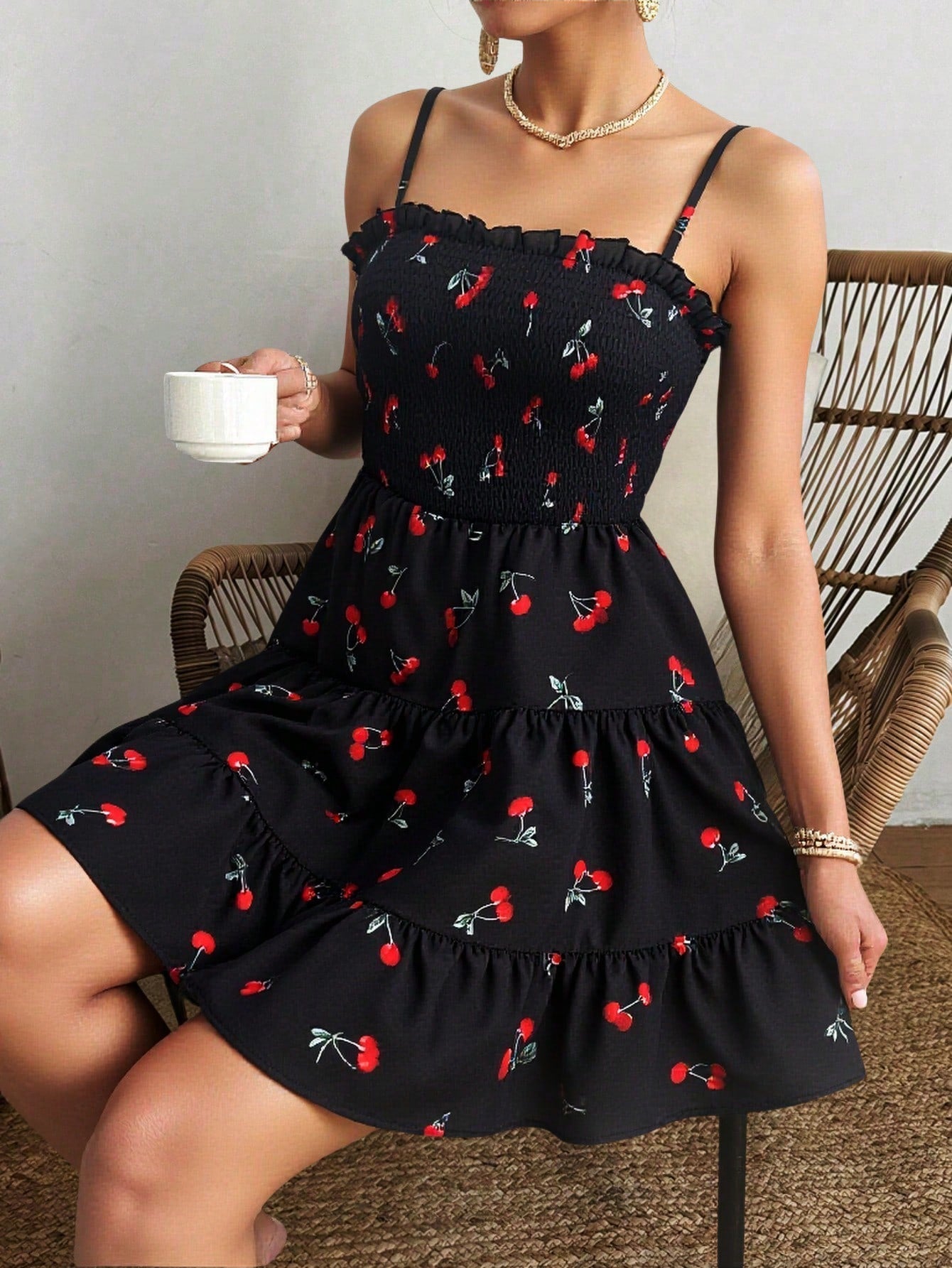 Damen Blumenkleid Spaghettiträger Leicht Rosa