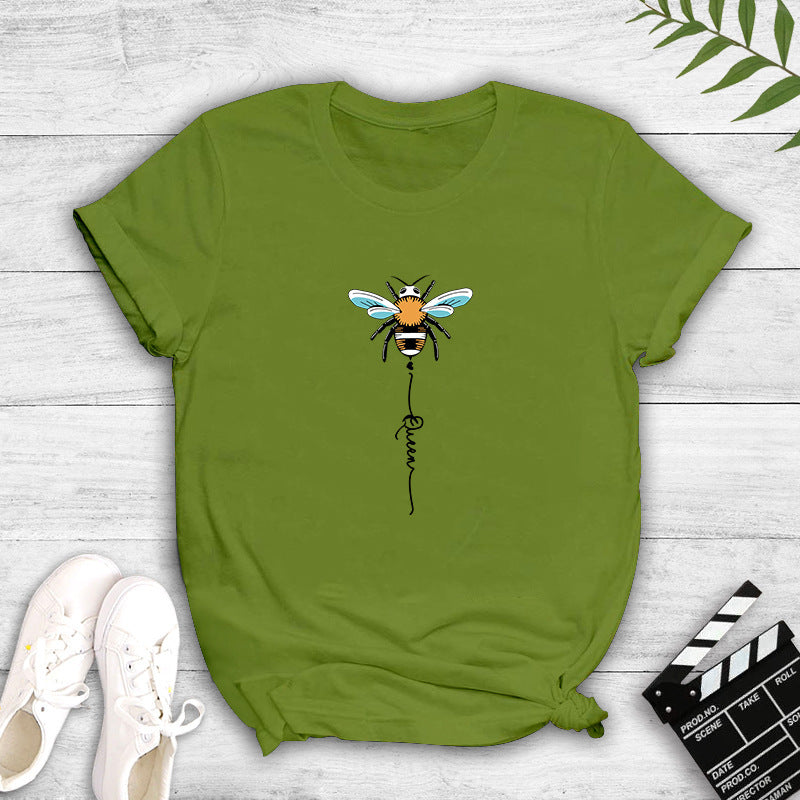 Damen T-Shirt Bienenmotiv Baumwolle Weiß - Norvielle