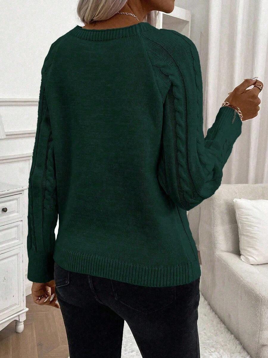 Clara Damenpullover Knopfdetails Zopfmuster