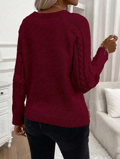 Clara Damenpullover Knopfdetails Zopfmuster