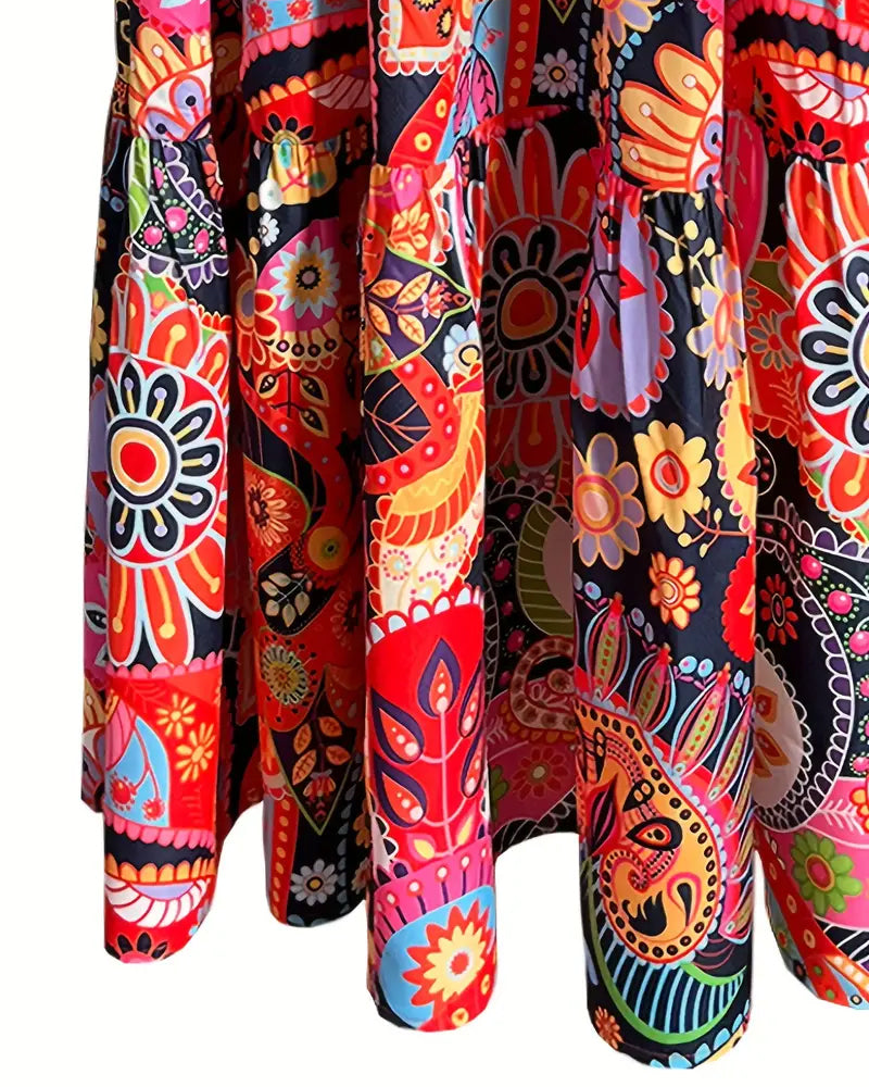 Ärmelloses Damenkleid Lang Print Lockeres Design