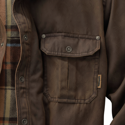 Herren Wachsjacke Bomberstil Warmes Flanellfutter