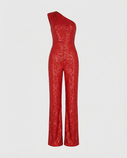Damen Pailletten Jumpsuit Glitzer Effekt