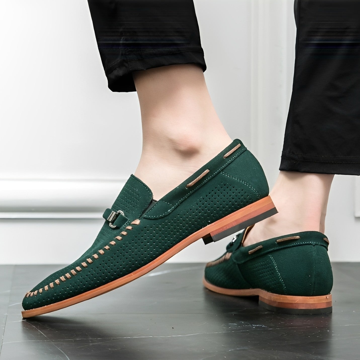 Herren Wildleder Slipper Elegant Lässig