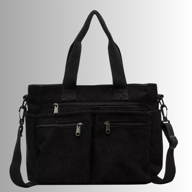 Cord Schultertasche Reißverschluss Taschen Braun - Norvielle