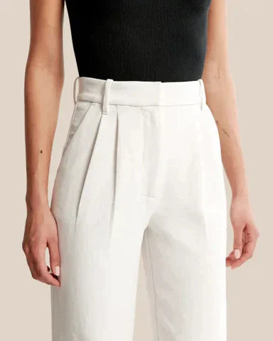 Damen Pantalon Weite Beine Hohe Taille