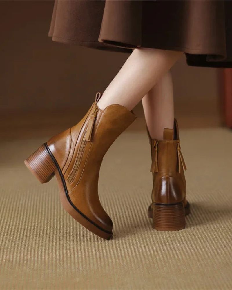 e Lederstiefel Damen Elegante Absatzschuhe