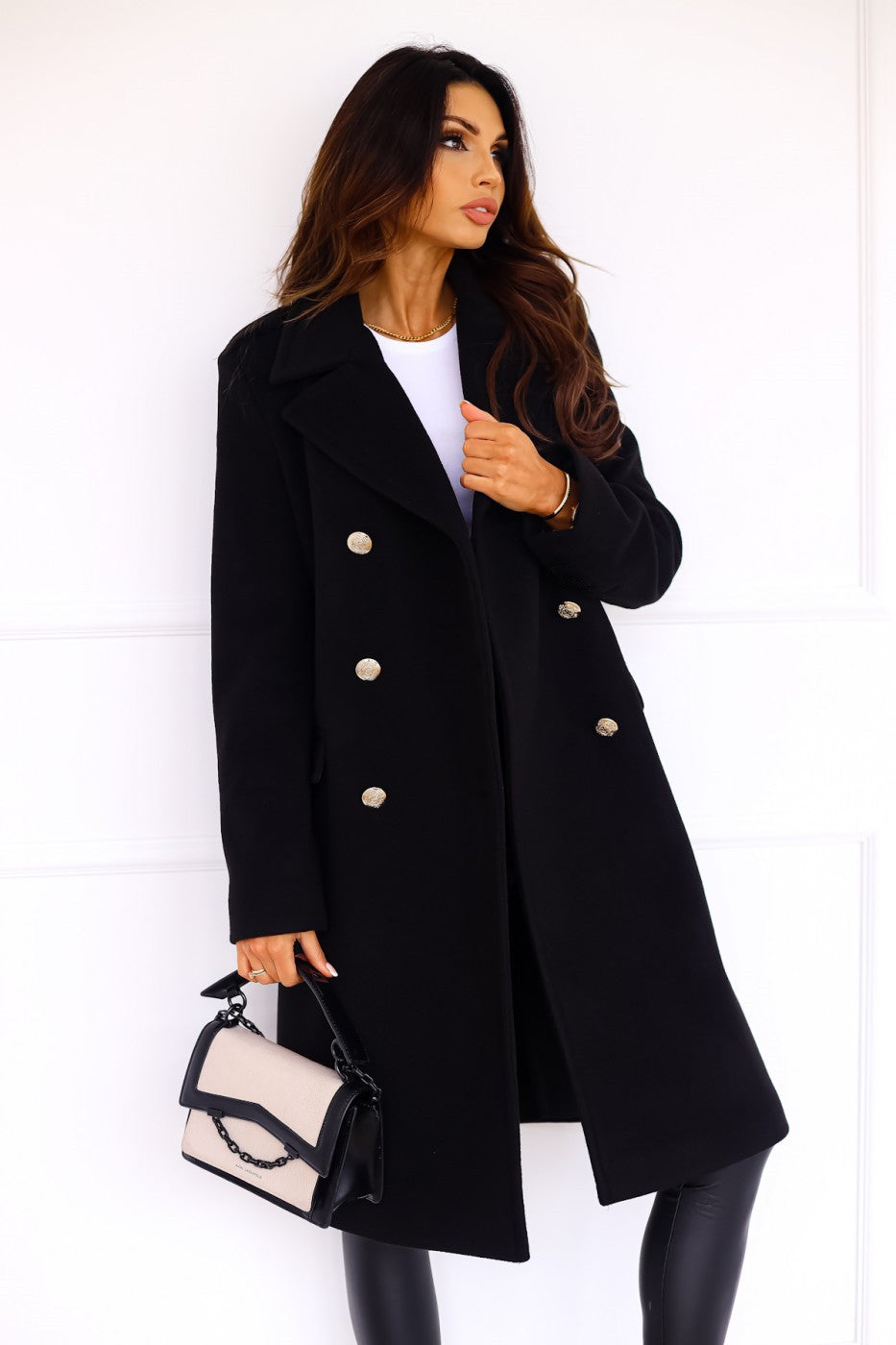Damen Trenchcoat Lang mit Knöpfen und Reverskragen Klassisch