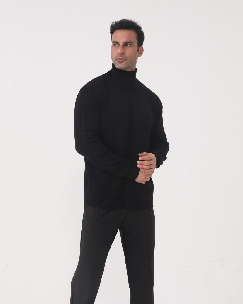 Herren Rollkragen Strickpullover Slim Fit Grau