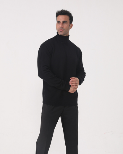 Herren Rollkragen Strickpullover Slim Fit Grau