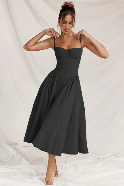 Damen Midikleid mit Taschen Leicht Sommerfarben