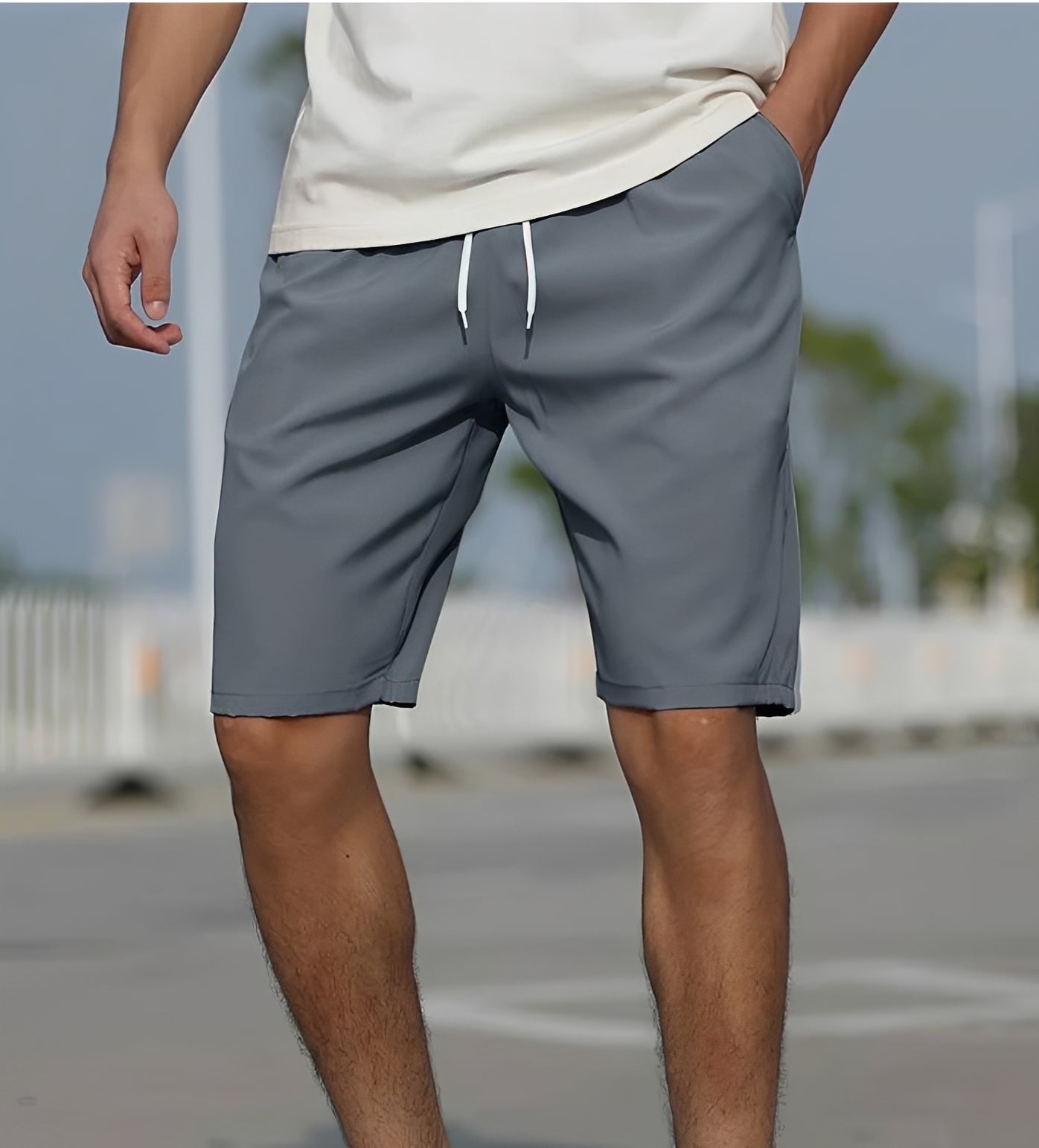 Herren Shorts Komfort Kordelzug Beige