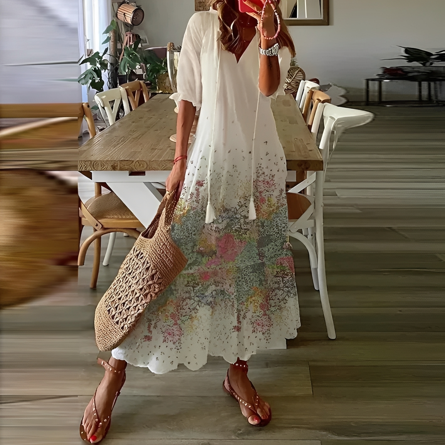 Lylea Damen Sommerkleid Leicht Chiffon