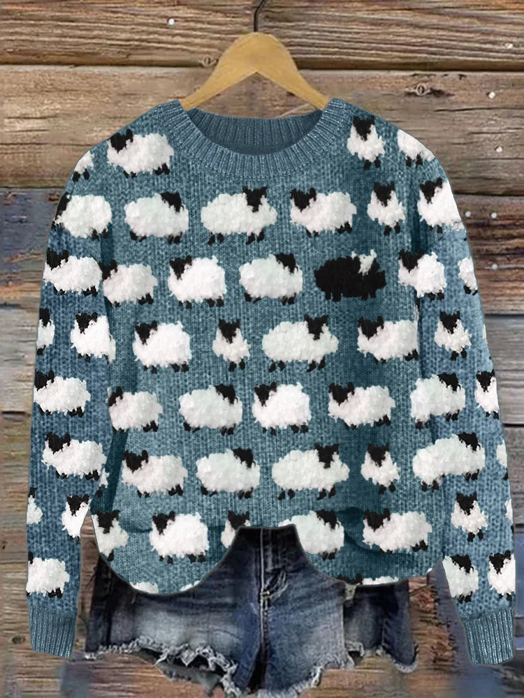 Norvielle Damen Langärmliges Sweatshirt Schafmuster