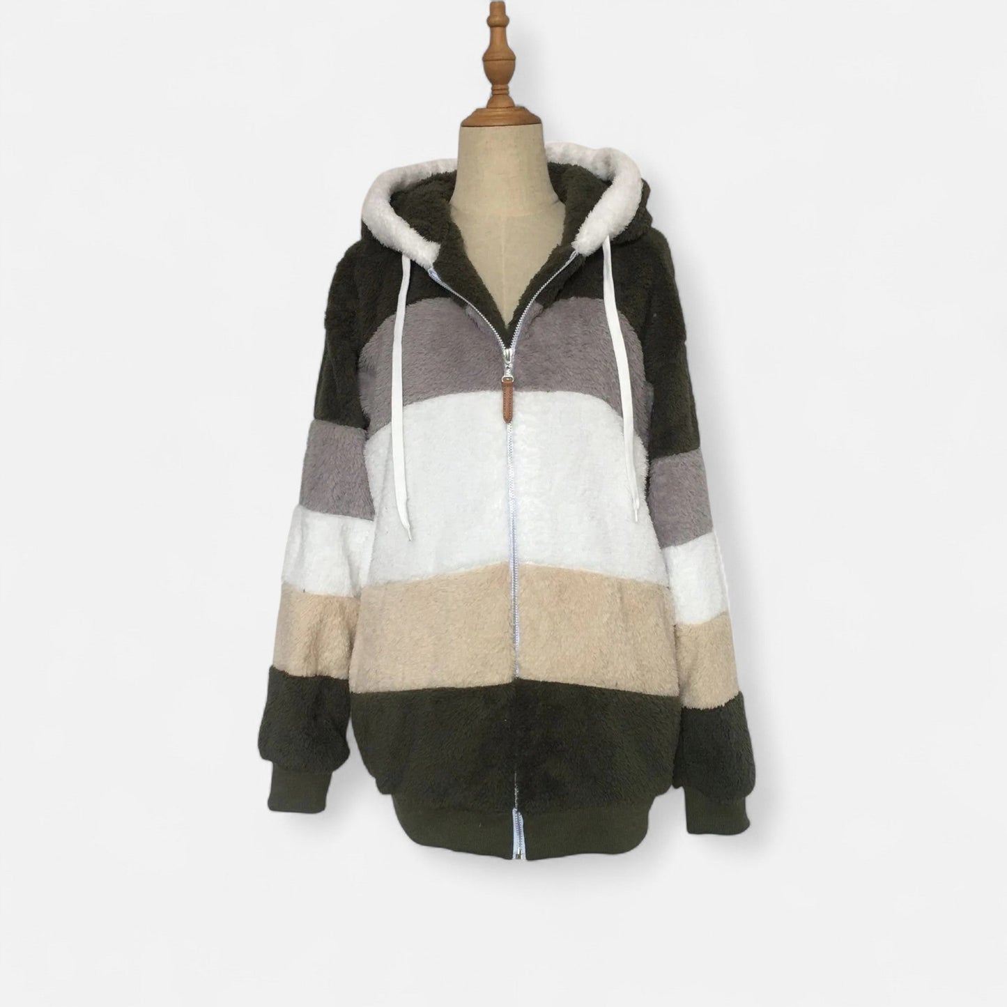 Triswina Damen Oversized Jacke mit Kapuze Gestreift